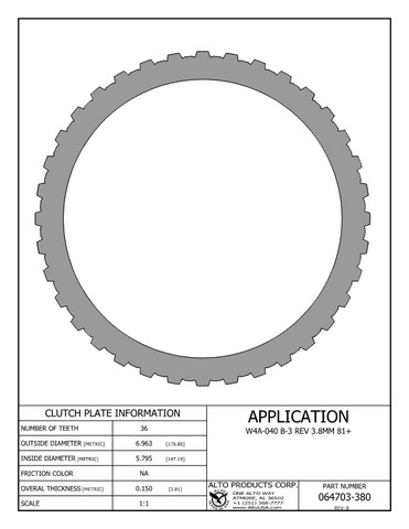 Alto Products Corp 064703-380 Steel Clutch For MERCEDES