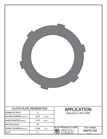 Alto Products Corp 064705-350 Steel Clutch For MERCEDES