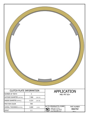 Alto Products Corp 066702 Friction Clutch For RENAULT