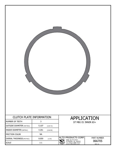 Alto Products Corp 066705 Steel Clutch For RENAULT
