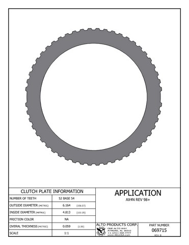 Alto Products Corp 069715 Steel Clutch For FORD