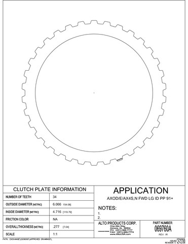 Alto Products Corp 069760A Steel Clutch For FORD
