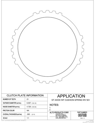 Alto Products Corp 069768B Steel Clutch For FORD