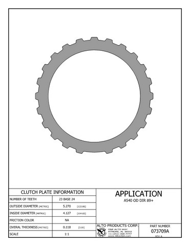 Alto Products Corp 073709A Steel Clutch For TOYOTA