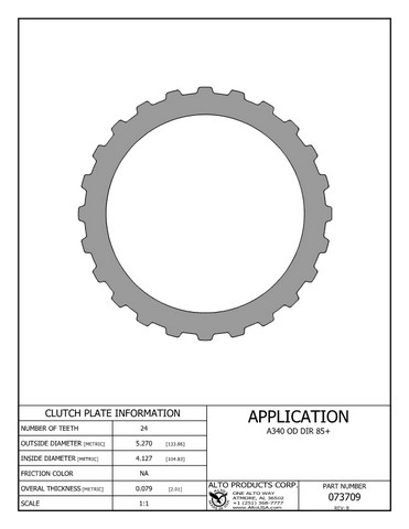 Alto Products Corp 073709 Steel Clutch For TOYOTA