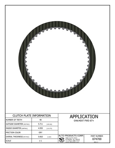 Alto Products Corp 074700 Friction Clutch For MAZDA, FORD