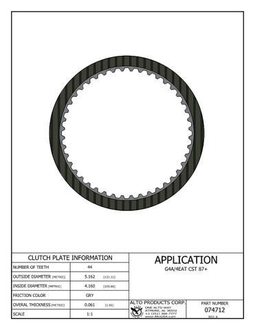 Alto Products Corp 074712 Friction Clutch For MAZDA, FORD