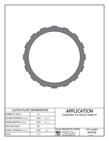 Alto Products Corp 074719 Steel Clutch For MAZDA, FORD