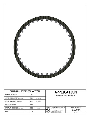 Alto Products Corp 075700A Friction Clutch For MAZDA,NISSAN,SUBARU