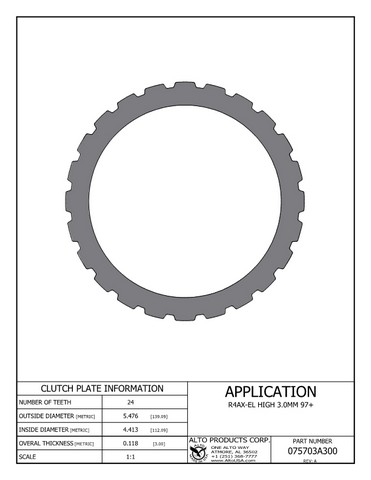 Alto Products Corp 075703A300 Steel Clutch For SUBARU