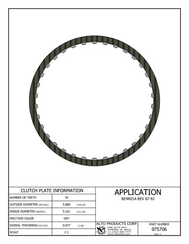Alto Products Corp 075706 Friction Clutch For MAZDA,NISSAN,SUBARU