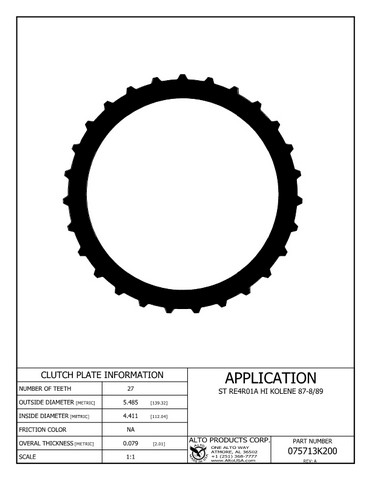 Alto Products Corp 075713K200 Steel Clutch For MAZDA,NISSAN,SUBARU