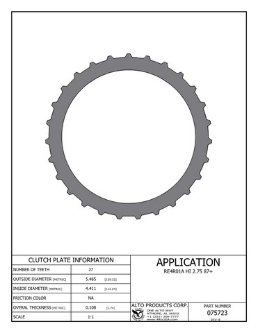 Alto Products Corp 075723 Steel Clutch For MAZDA,NISSAN,SUBARU