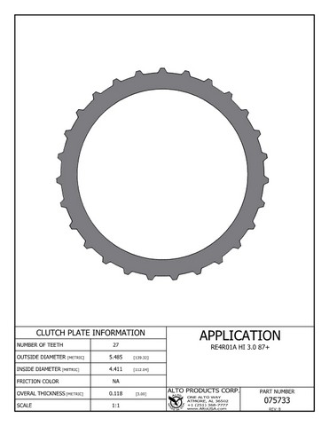 Alto Products Corp 075733 Steel Clutch For MAZDA,NISSAN,SUBARU