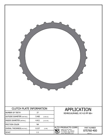 Alto Products Corp 075760-400 Steel Clutch For MAZDA,NISSAN,SUBARU
