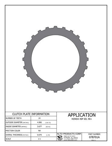 Alto Products Corp 078701A Steel Clutch For HONDA