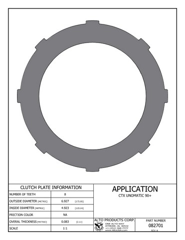 Alto Products Corp 082701 Steel Clutch For FORD,ZF