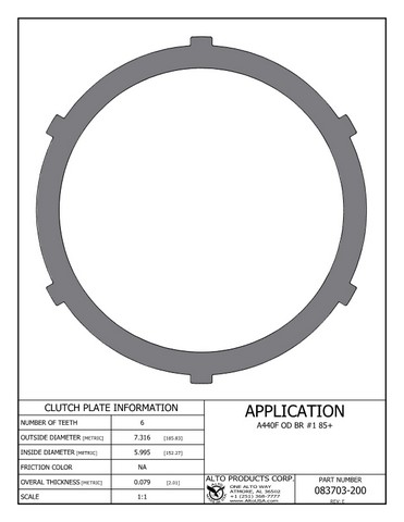 Alto Products Corp 083703-200 Steel Clutch For TOYOTA