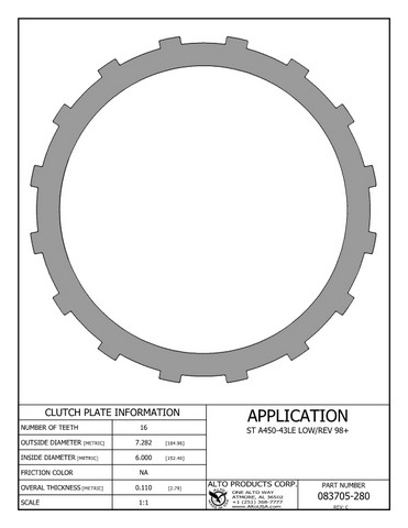Alto Products Corp 083705-280 Steel Clutch For AW/BW