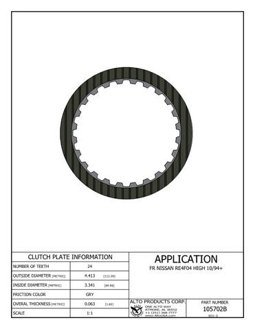 Alto Products Corp 105702B Friction Clutch For MAZDA,NISSAN, FORD,VOLKSWAGEN, FORD, NISSAN, MAZDA