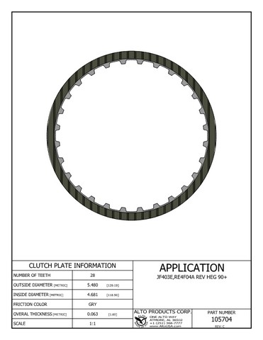 Alto Products Corp 105704 Friction Clutch For GM, ISUZU,MAZDA,NISSAN, FORD