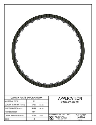 Alto Products Corp 105706 Friction Clutch For GM, ISUZU,MAZDA