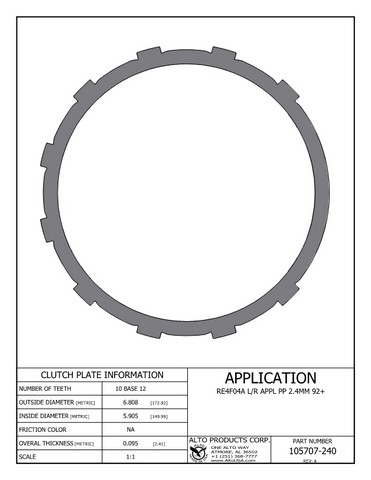 Alto Products Corp 105707-240 