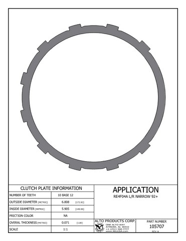 Alto Products Corp 105707 Steel Clutch For MAZDA,NISSAN, FORD