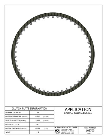 Alto Products Corp 106700 Friction Clutch For NISSAN, ISUZU