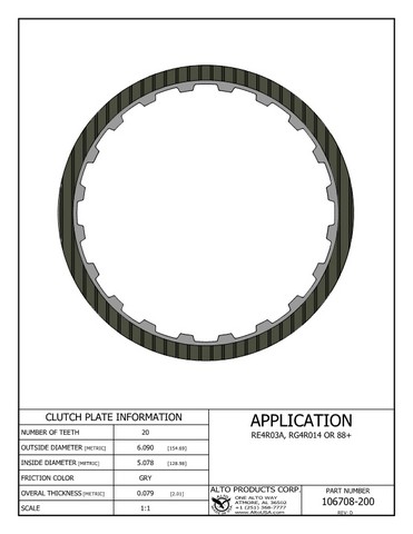 Alto Products Corp 106708-200 Friction Clutch For NISSAN, ISUZU