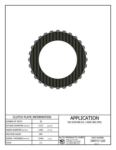 Alto Products Corp 109717-120 Friction Clutch For VOLKSWAGEN, AUDI