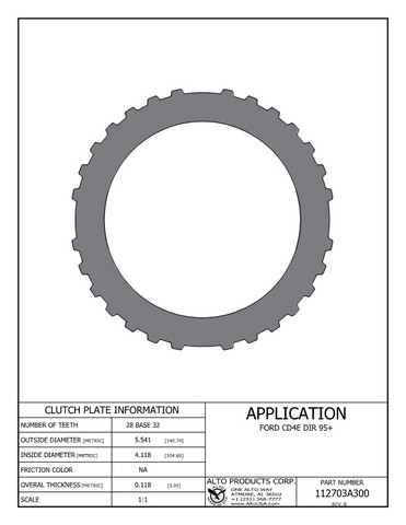 Alto Products Corp 112703A300 Steel Clutch For FORD, MAZDA