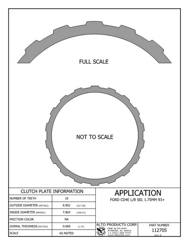 Alto Products Corp 112705 Steel Clutch For FORD, MAZDA