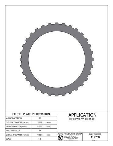 Alto Products Corp 112760 Steel Clutch For FORD, MAZDA