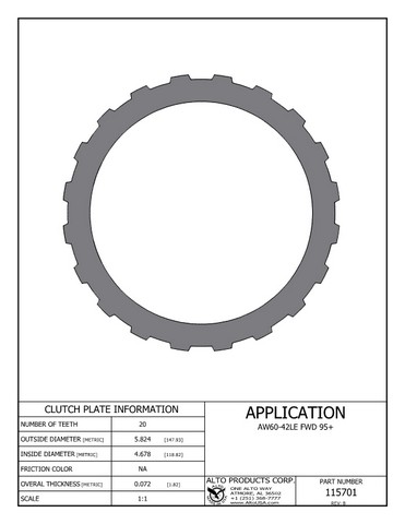 Alto Products Corp 115701 Steel Clutch For AW/BW
