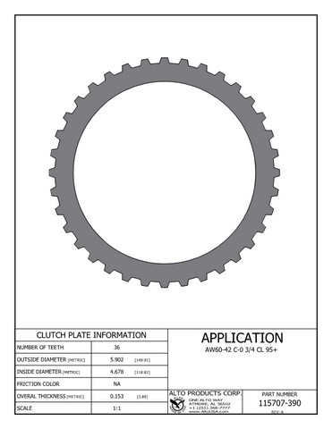 Alto Products Corp 115707-390 Steel Clutch For AW/BW