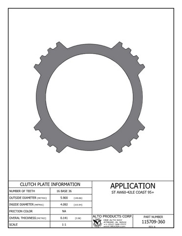 Alto Products Corp 115709-360 Steel Clutch For AW/BW