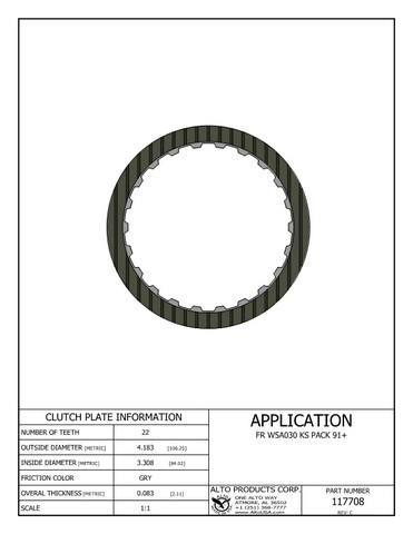 Alto Products Corp 117708 Friction Clutch For MERCEDES