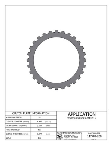 Alto Products Corp 117709-200 Steel Clutch For MERCEDES