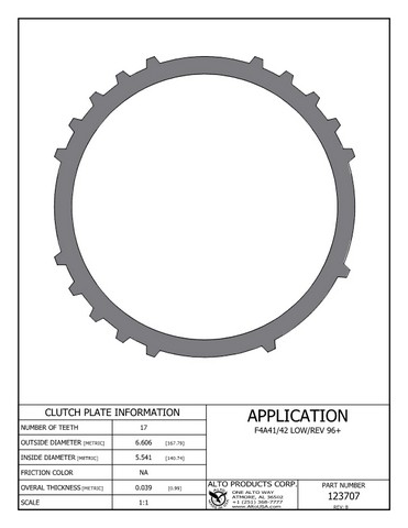 Alto Products Corp 123707 Steel Clutch For MITSUBISHI, HYUNDAI, CHRYSLER