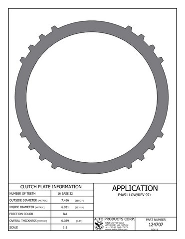 Alto Products Corp 124707 Steel Clutch For HYUNDAI, KIA,MITSUBISHI