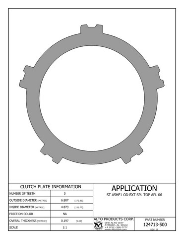 Alto Products Corp 124713-500 Steel Clutch For HYUNDAI, KIA