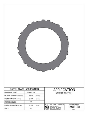 Alto Products Corp 124761-400 Steel Clutch For HYUNDAI, KIA,MITSUBISHI