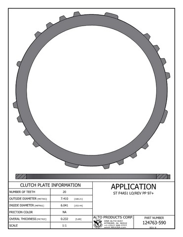 Alto Products Corp 124763-590 Steel Clutch For MITSUBISHI