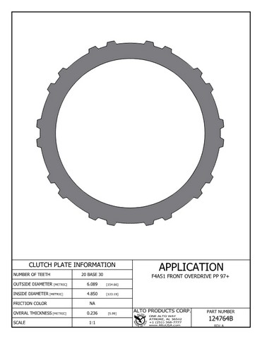 Alto Products Corp 124764B Steel Clutch For MITSUBISHI
