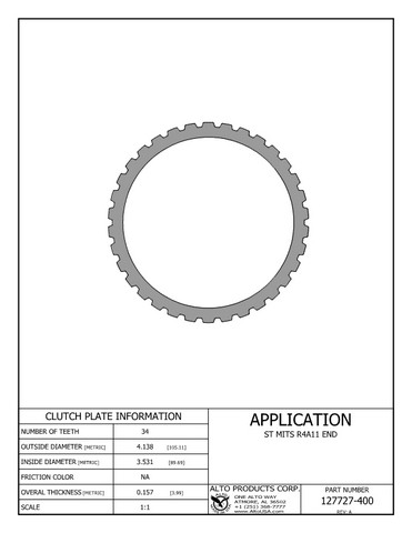 Alto Products Corp 127727-400 Steel Clutch For MITSUBISHI