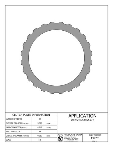 Alto Products Corp 132701 Steel Clutch For ZF