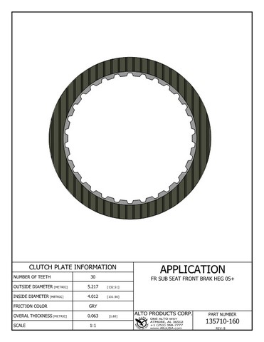 Alto Products Corp 135710-160 Friction Clutch For SUBARU