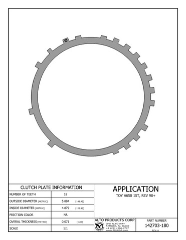 Alto Products Corp 142703-180 Steel Clutch For TOYOTA