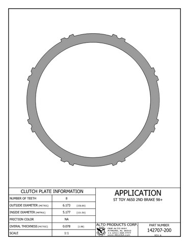 Alto Products Corp 142707-200 Steel Clutch For TOYOTA